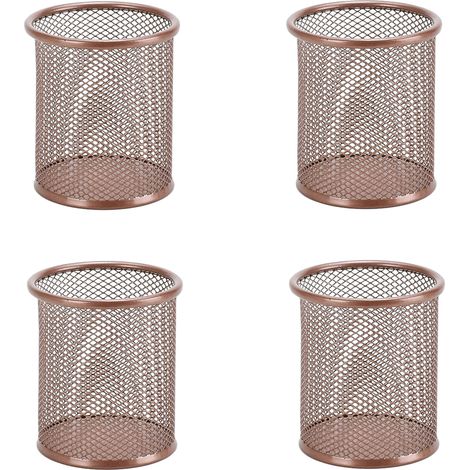 1 porte-stylo en maille, métal, portable, 10 x 9 cm, pour bureau, étagère ou tiroir (1/5)