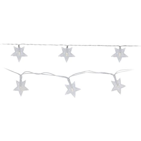 Feste, batteriebetriebene Girlande mit 10 LEDs und Sternen, kaltweißes Licht, 1,3 m (1/3)
