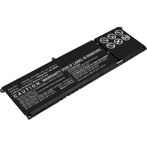 CoreParts Laptop Battery for Dell 52.50 Wh Li-Pol 15V 3500 mAh, V6W33, WV3K8, VKYJX, MVK11, XDY9K, (52.50 Wh Li-Pol 15V 3500 mAh) (MBXDE-BA0264)