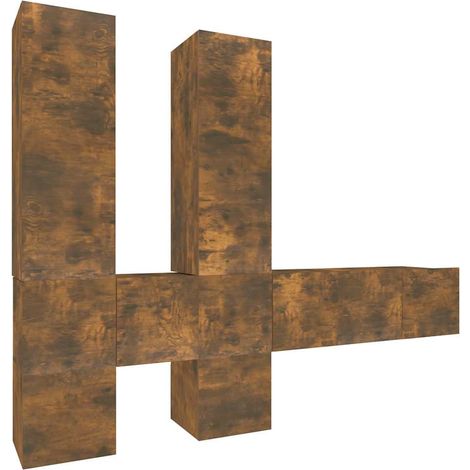 Maison Exclusive - Set di Mobili Porta TV 7 pz Rovere Fumo in Legno Multistrato (1/5)