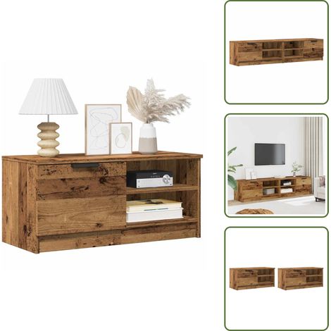 The Living Store TV-Schränke 2 Stk. Altholz-Optik 80x35x36,5 cm Holzwerkstoff - Holzwerkstoff (1/5)