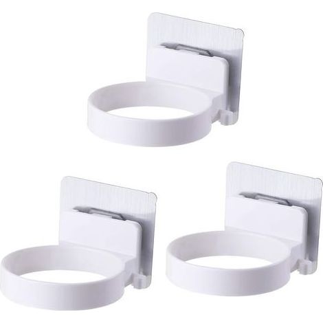 3-teiliges Wandhalterungsset für Haartrockner, Haartrocknerhalterung mit Befestigungswinkel, Haartrocknerablage mit selbstklebendem Saugnapf, für Schlafzimmer, Badezimmer, Friseursalons (Weiß) (1/5)