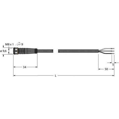 Turck 6625550 Cavo di collegamento per sensore o attuatore 2 m Numero di poli: 3 1 pz.