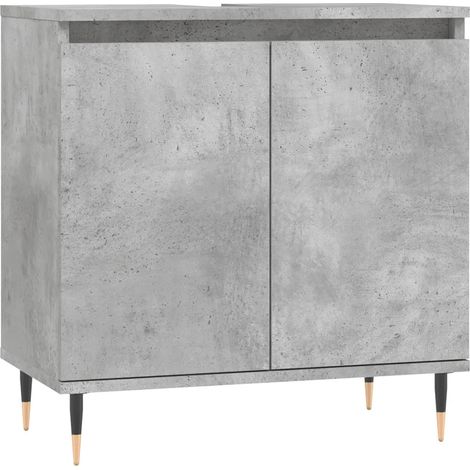 Armoire de bain design industrielle grand espace de rangement 58 x 33 x 60 cm en bois gris béton (1/5)