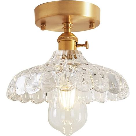 Lampada da soffitto a LED Koper in vetro nordico Keuken Hal Balkon Lampada da soffitto vintage (1/5)