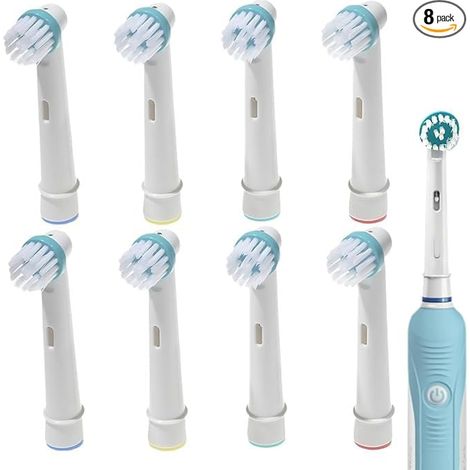 8 Replacement Brush Heads Compatible with Electric Toothbrushes for Accurate Cleaning Around Teeth and Orthodontic Appliances (1/5)