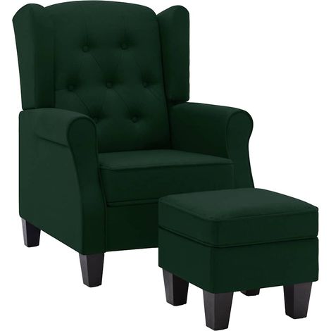 Maison Exclusive - Sessel mit Fußhocker Dunkelgrün Stoff (1/5)