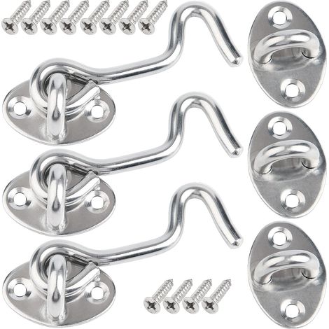 3 Pcs 7.5cm Loquet Porte Exterieur,Crochet Fermeture Porte,Crochet Cabine en Acier Inoxydable,Verrou de Porte Interieure Avec Vis de Montage,Targette de Porte Pour Fenêtre,Grange (1/5)