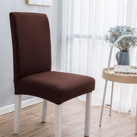 Chair Cover - Polyester Spandex Blend - Elastic Grip Bottom - For Dining Chairs 40-50 Cm - Coffee - 1 Piece (1/3)