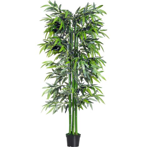 Plante artificielle Bambou 180 cm avec pot noir en ciment, réaliste et sans entretien (1/5)