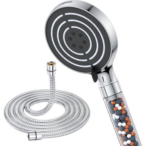 Soffione doccia FOREHILL, soffione doccia con tubo flessibile da 1,8 m, soffione doccia ad alta pressione a risparmio idrico, soffione doccia per bagno con filtro, 6 tipi di getto, doccia con funzione