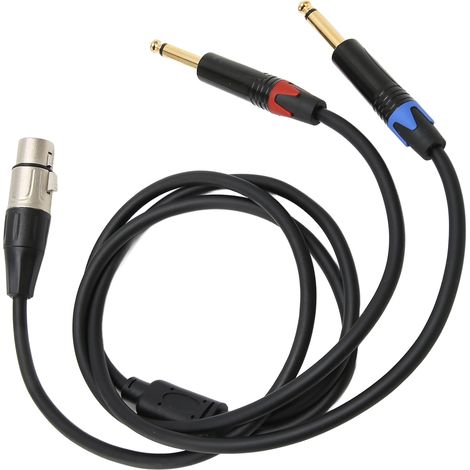 Câble double jack 6,35 mm mâle vers XLR femelle, connecteurs plaqués or 24 carats, adaptateur répartiteur en Y double jack 6,35 mm vers XLR, 1 m / 3,3 pi (1/5)