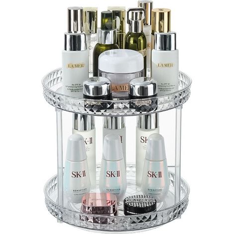 Grand plateau tournant blanc rotatif 360°, rangement fruits et condiments, gain de place (1/5)