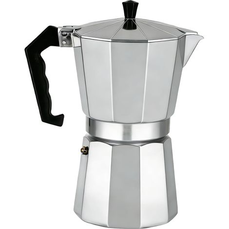 Cafetière Italienne en Aluminium, Design Élégant, avec Valve de Sécurité et Joint en Silicone, 6 Tasses Moka Pot, Cafetière Expresso pour Plaque à Gaz (1/5)