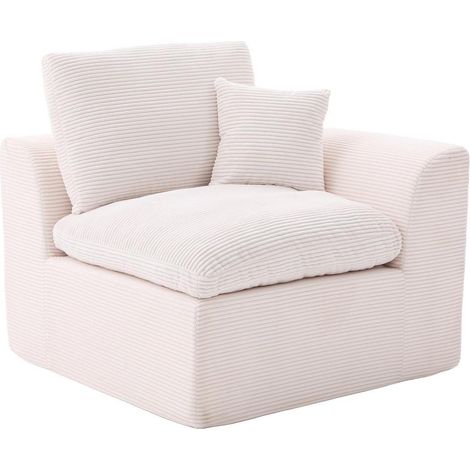 Corduroy Einzelsitzer Sofa, kombinierbar zum Zweisitzer, Beige (1/5)