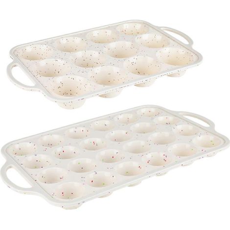 Mini-Muffin-Form, metallverstärkter Rahmen, Mini-Cupcake-Formen, 24 Mulden, antihaftbeschichtete Silikonformen mit Griff zum Backen von Mini-Muffins und Mini-Cupcakes