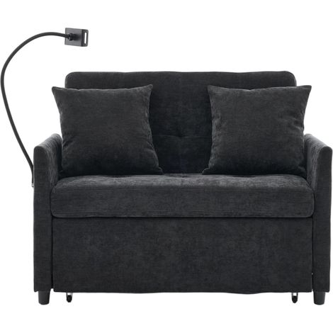 Divano letto singolo pieghevole in tessuto nero, design moderno, MODENUIT (1/5)