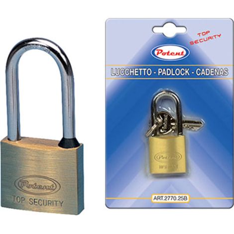 LUCCHETTO ARCO MEDIO 2700B POTENT - OTTONE ARCO CROMATO CHIAVI 2 MM 50 - 6 pezzi