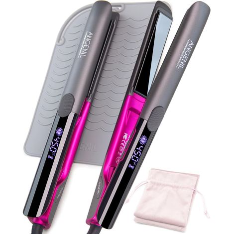 Lisseur a Cheveux Ceramique Ionique,fer à Lisser 2,5 cm de Salon, Lisser les Cheveux, Voltage Universel, 230 ℃ Professionnel Haute Température, Lisser L'humidité des Cheveux, Grey (1/5)