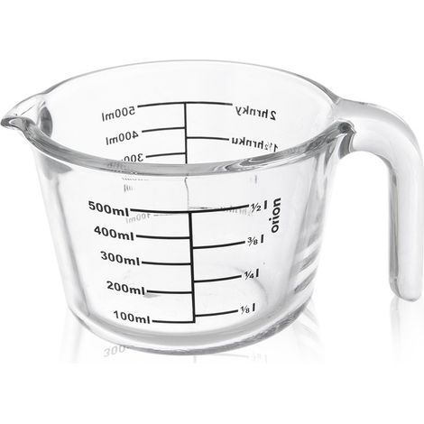 Küchenmessbecher aus Glas mit Messskala für Flüssigkeiten 500 ml