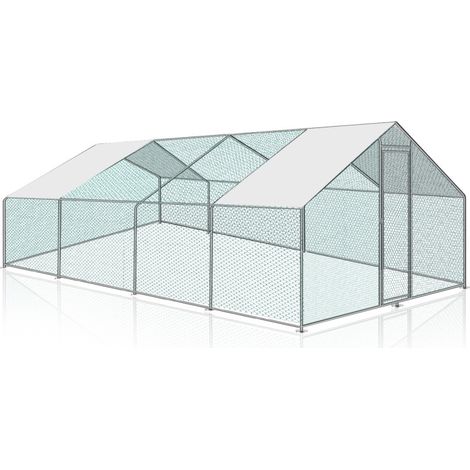 SWANEW Recinzione per pollaio Acciaio zincato con recinzione in rete con serratura Area coperta Pollaio per piccoli animali 3 x 8 x 2 m 24 m² (1/5)