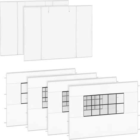 VONROC Kit parois latérales tente 6x3 m blanc 6 pièces avec fenêtres et fermeture PT813AA (1/3)