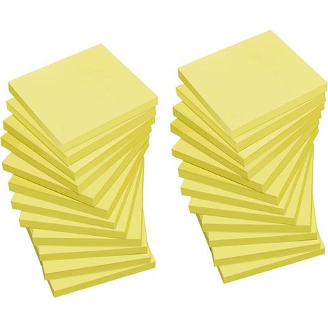 Blocs de notes adhésives jaunes, Post Memos jaunes, adhésifs ultra-résistants, pour le bureau, l'école et la maison. Lot de 5.