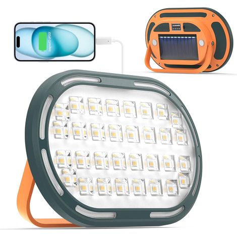 Faretto LED ricaricabile solare da 20 W, 2000 LM, faretto compatto per cantiere con 4 modalità di illuminazione, luce da lavoro impermeabile IP65, ideale per campeggio ed escursionismo - Confezione da (1/5)