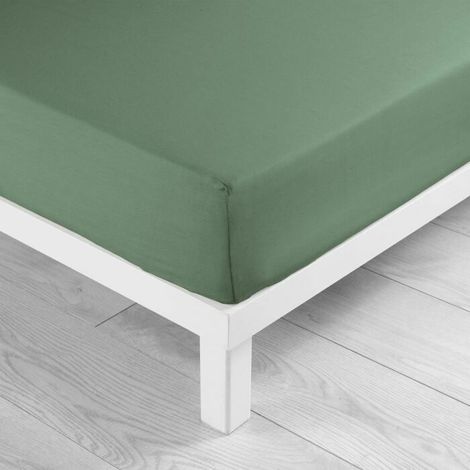 Drap-housse 140 x 190 cm LINA Cèdre - 100% coton 57 fils, bonnet 30 cm (1/5)