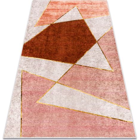 MIRO 52097.802 Waschteppich geometrisch Anti-Rutsch - rosa pink 80x150 cm