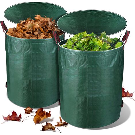 Randaco Gartensack mit Deckel 2X 272L Laubsack Gartenabfallsack XXL Garten Tasche Rasensack mit Griffen Reißfest Wiederverwendbar