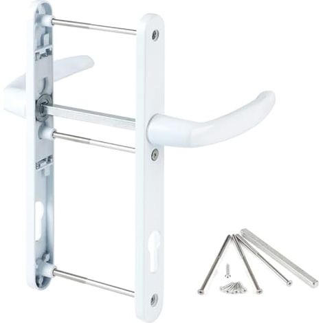 Poignée de porte 92 mm blanche, alliage d'aluminium avec accessoires de montage, longueur totale 250 mm pour portes extérieures avant (1/5)