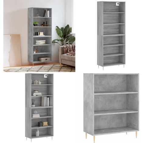 Highboard Betongrau 69,5x32,5x180 cm Holzwerkstoff - Sideboard - Hochschrank - Wohnzimmermöbel - Beton Grau - Holzwerkstoff - Home & Living (1/5)