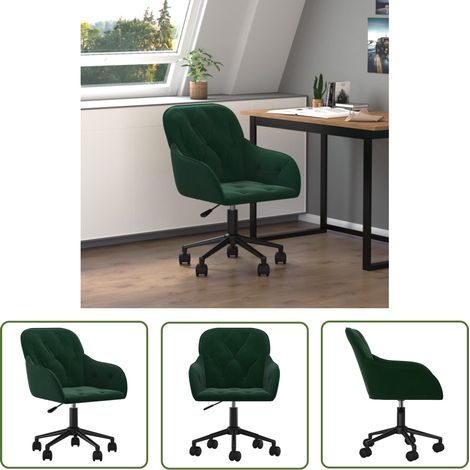 The Living Store Bürostuhl Drehbar Dunkelgrün Samt - Bürostuhl - Drehstuhl - Samtstuhl - Gamingstuhl - Arbeitsplatzstuhl (1/5)