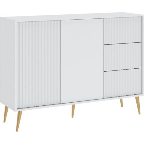 Buffet bas BARCELONA 2 Portes - 3 Tiroirs Blanc (1/5)