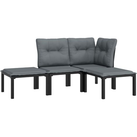 Mobili da giardino mobili da esterno set di mobili 4 pezzi in resina intrecciata nera e grigia 020016269