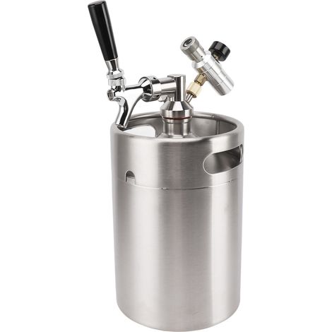 Mini baril de bière en acier inoxydable, avec valve de sortie de distributeur de calibre 60psi, fût pressurisé de 5l pour le café du Bar à la maison (1/5)