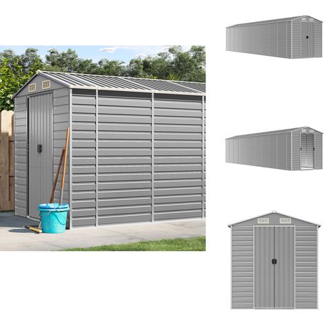 Abri de jardin gris clair 191x895x198 cm acier galvanisé - Abri De Jardin - Abri Métallique - Rangement Extérieur - Stockage Jardin - Outillage (1/5)