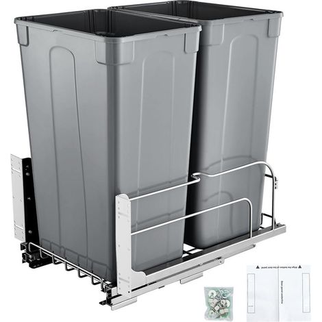 2 x 43,4 L poubelle coulissante sous évier, tri sélectif pour cuisine et meuble bas (1/5)