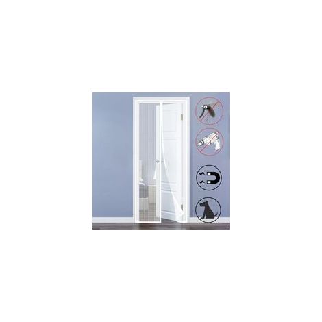 Moustiquaire de fenêtre magnétique 110x210 cm – Installation sans perçage – 32 aimants pour fermeture automatique – Pour portes d'entrée et patios