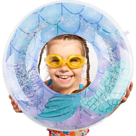 Bouée sirène gonflable, bouée pour enfants, bouée à paillettes gonflables, bouée à paillettes flottante pour piscine, bouée sirène pour enfants (1/4)