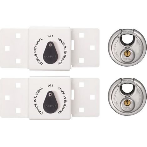 Abus 0077124 141/200 Diskus Integral Van Lock White & 26/70mm Padlock Twin Pack (1/2)