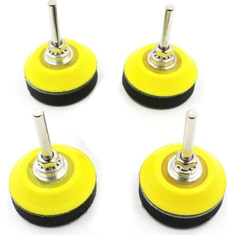 4 pads ponçage velcro - Tige 1/4 pouce - Couche mousse amortissante - Pour perceuse - Polissage doux