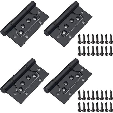 Cerniere in acciaio inox nero con viti - set da 4, cerniere pieghevoli per porte in legno, armadi in legno, mobili, 100 mm x 50 mm