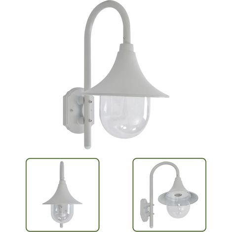 The Living Store Applique murale de jardin E27 120 cm Aluminium Blanc - Applique Murale Extérieure - Éclairage Jardin - Luminaire Extérieur - Lampadaire Extérieur - Lumière LED Extérieur (1/3)