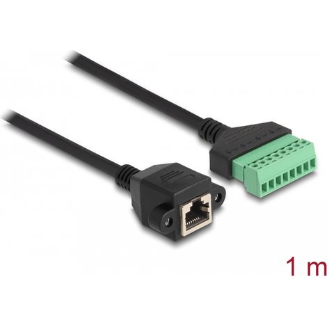 Delock Cable RJ45 Cat.6 hembra a adaptador de bloque de terminales para empotrar 1 m 2 piezas