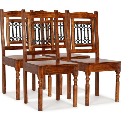 Lot de 4 Chaises de salle à manger - Chaises à dîner Bois massif avec finition Sesham BV225119 - BonneVie (1/5)