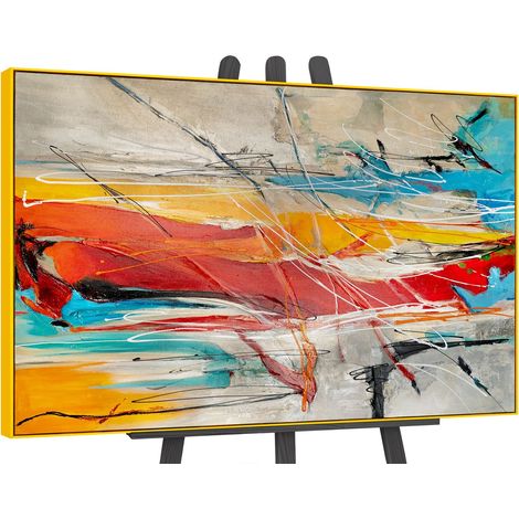 Gemälde Farbige Harmonien II Rahmen Gelb 120x80 cm (1/4)