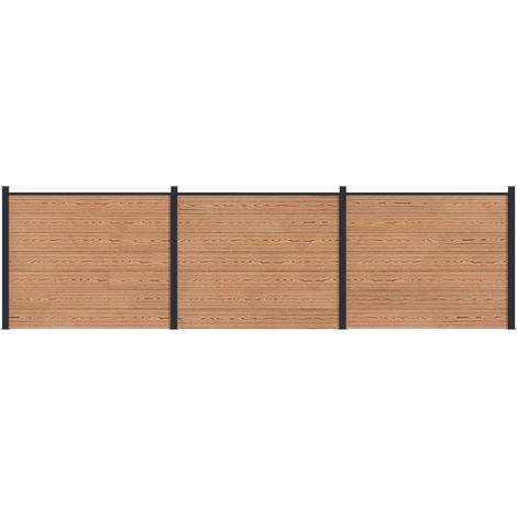Fence Panel 3 pcs WPC and Aluminium Brown vidaXL