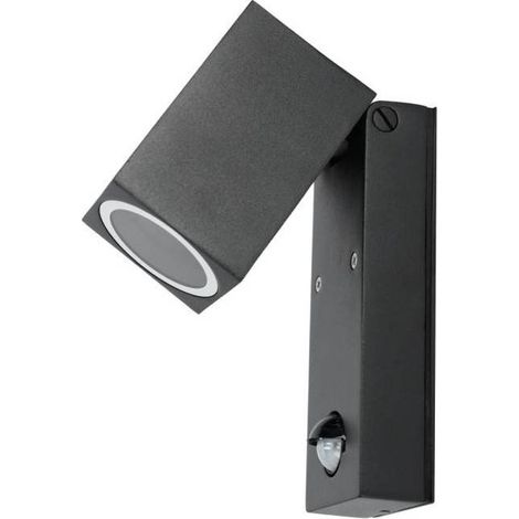 Applique murale orientable carré noir design extérieur + Détecteur de mouvements pour ampoule GU10 (1/5)